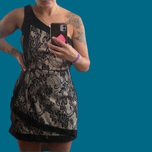 Oriental formal One shoulder Classy "lace" mini dress